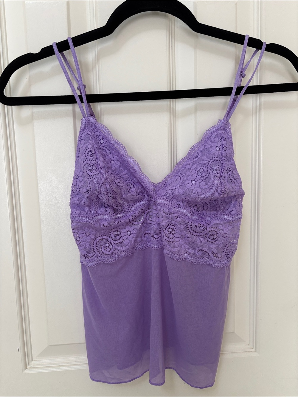 Vintage Vassarette Lavender Lace Chemise with Double Straps